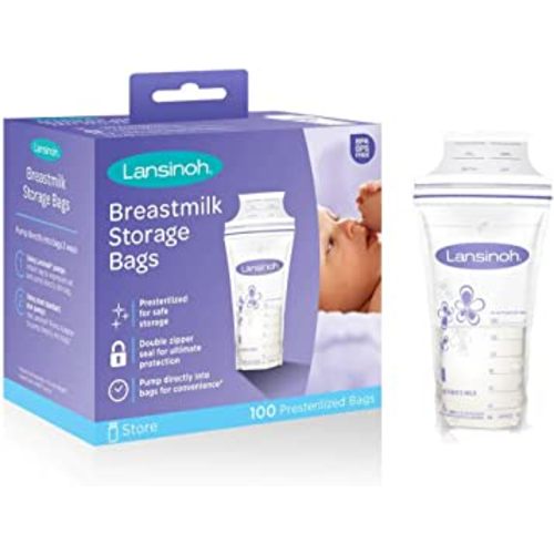 Breastmilk Storage Bags With Convenient Pour Spout Double Zipper Seal
