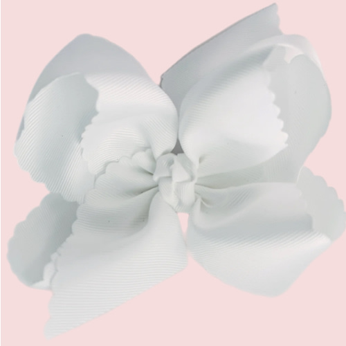 White Scallop Edge Grosgrain Bow