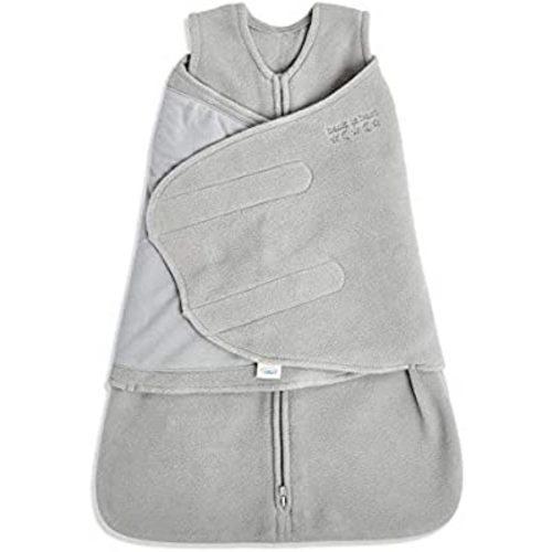 HALO Micro Fleece Sleepsack Swaddle, 3-Way Adjustable Wearable Blanket, TOG 3.0, Grey, Newborn, 0-3 Months