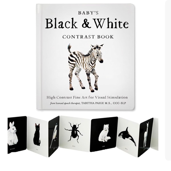 Baby's Black and White Contrast Book: High-Contrast Art for Visual Stimulation at Tummy Time (Tabitha Paige Children's Book Series)