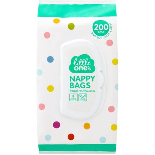 Little One's Nappy Bags Odour Neutralising 200 Pack | Woolworths