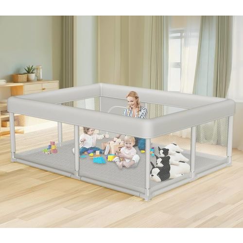 Large Baby Playpen 65x50 Inch, PlayPen for Babies and Toddlers, Sturdy Safety Play Yard for Indoor & Outdoor with Zipper Gates, Anti-Fall