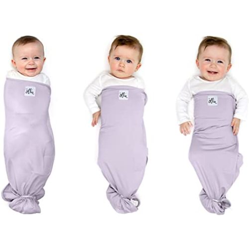 The Ollie Swaddle (Lavender) -- Helps to Reduce The Moro (Startle) Reflex -- Made from a Custom Designed Moisture-Wicking Material--No overheating--Size Adjustable for All Months of Babies