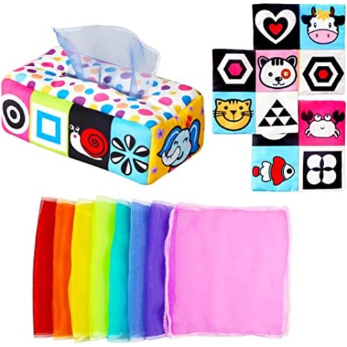 AIPINQI Baby Tissue Box Toy Magic Crinkle High Contrast Tissue Sensory Box Baby Toys to 6-12 Months - Beetles