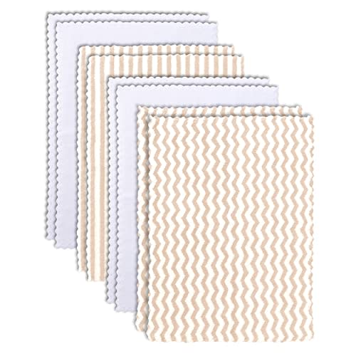 8 Pack Super Soft Baby Burp Cloths, Baby Washcloths, Ultra Absorbent Large Newborn Burping Cloth for Boy and Girl, Milk Spit Up Rags, Unisex for Baby Sensitive Skin, Brown and White, 16 × 12 Inch