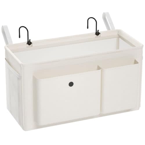 Edudif Bedside Caddy Bedside Organizer with Fixed Straps & Water Bottle Holder, Bunk Bed Caddy ideal for Home, Dorm, Hospital, Crib, Versatile Bedside Storage Solution (White)