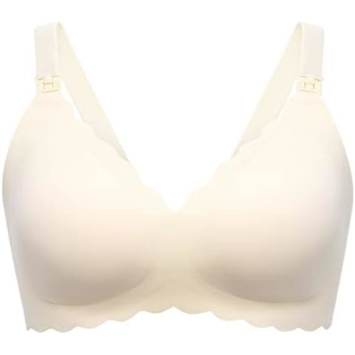Momcozy Nursing Bras for Breastfeeding, Seamless Pregnancy Maternity Bra Wireless Classic Jelly Strip Support Nursing Bra