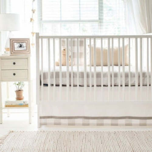 White and Khaki Buffalo Plaid Crib Bedding - 4 Piece Set – New Arrivals Inc