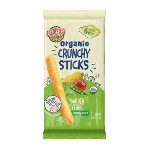 Earth's Best Organic Stage 2 Baby Teething Snack, Garden Veggie Crunchy Sticks, 0.56 oz Bag