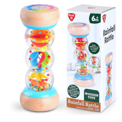 Rainmaker - Montessori Baby Toys for 6-12 Months 1 Year Old, Newborn Baby Rattle Shaker Sensory Toy, 7 inch Wooden Rain Stick Baby Musical Toys for 6 7 8 9 10 Month Infant Toddlers Gift