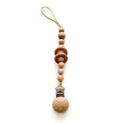 Pacifier Clip Wood Rattle