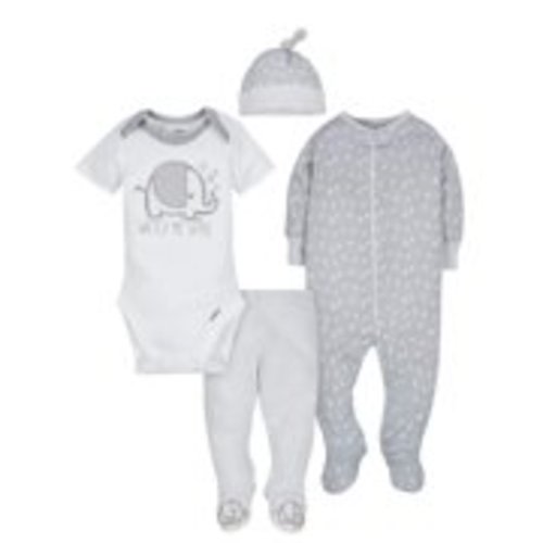 Gerber Take Me Home Outfit Baby Shower Gift Set, 4pc (Baby Boy or Baby Girl, Unisex)