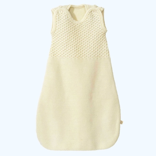 Knitted Organic Merino Wool Sleeveless Sleeping Bag – Natural White, Size 1