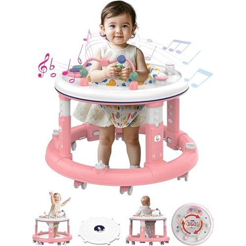 Baby Walker, Baby Jumper Activity Center, Baby Walkers and Activity Center, Baby Walker with Wheels for Boys Girls, Features 360 Degree Swivel Seat, Bounce Footpad for 6-18 Month