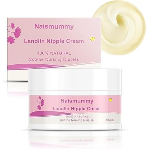Lanolin Nipple Cream Safe for Breastfeeding 1.76 oz - 100% Natural Nipple Butter, Soothes & Protects Sensitive Nipples, Breastfeeding Essentials for Nursing Mom and Baby