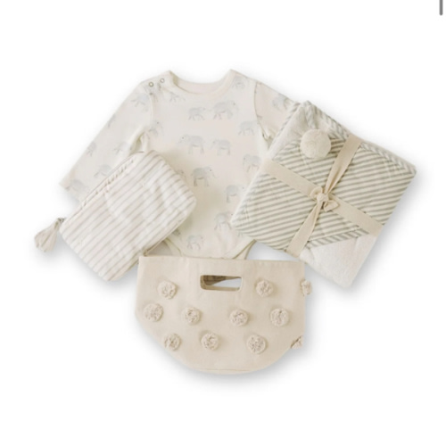 Pehr | Hello Baby Gift Set | For Them, Elephants | 3-6mo