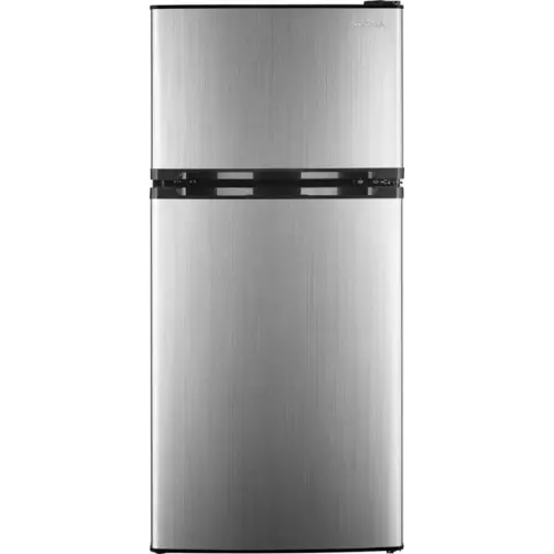 Insignia™ - 4.3 Cu. Ft. Mini Fridge with Top Freezer and ENERGY STAR Certification - Stainless steel