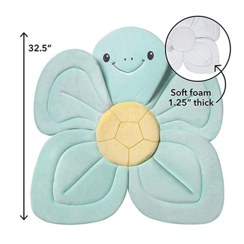 Nuby Turtle Baby Bath Cushion for Bathtub or Sink, Soft and Easy to Dry Fabric, 0-6 Months, Turquoise