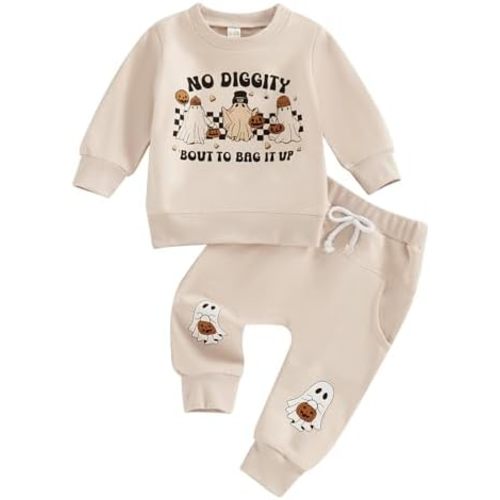 BemeyourBBs Toddler Baby Boy Fall Winter Clothes Funny Letter Long Sleeve Sweatshirt and Pants Set 2 Piece Sweatsuit Outfit