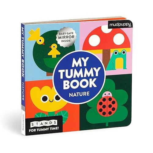 My Tummy Book Nature: High-Contrast Fold-Out Book That Stands for Tummy Time, Baby-Safe Mirror Inside!