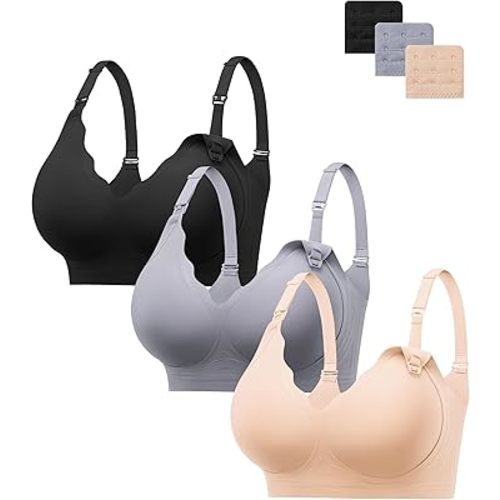 HBselect 3Pack Nursing Bras for Breastfeeding Seamless Scalloped Maternity Bras for Pregnancy Ultra Comfort Sleep Bras