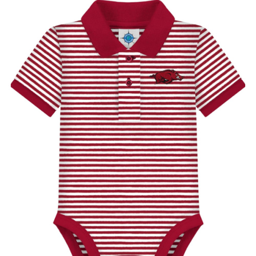 Creative Knitwear College Baby Striped Polo Bodysuit - Team Logo, Multiple Colors, for Boys & Girls (0-12 Months)