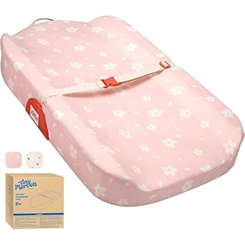 Tiny Marvels Baby Changing Pad with Cover, Waterproof Diaper Changing Pad with Non-Slip Base, Soft Contoured Changing Pad for Dresser, Nursery & Travel