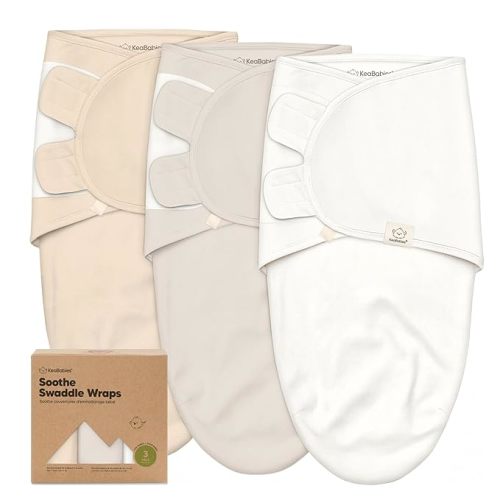 KeaBabies 3-Pack Baby Swaddle Sleep Sacks - Organic Swaddles for Newborns, Infant 0-3 Months, Baby Girls, Boys, Soft & Snug Newborn Sleep Sack, Nursery Swaddling Blankets (Purest, OS)