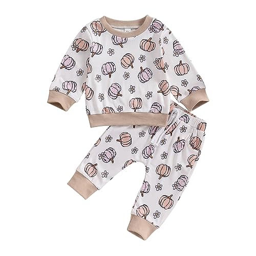 YINGISFITM Halloween Baby Girl Clothes Spooky Ghost Sweatshirt Long Sleeve Shirt Top Pants Fall Toddler Halloween Outfit Girl