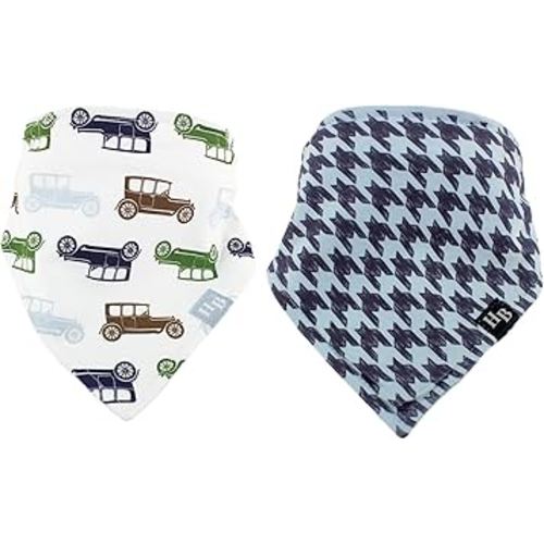 Hudson Baby Unisex Baby Cotton Bandana Bibs, Car, One Size