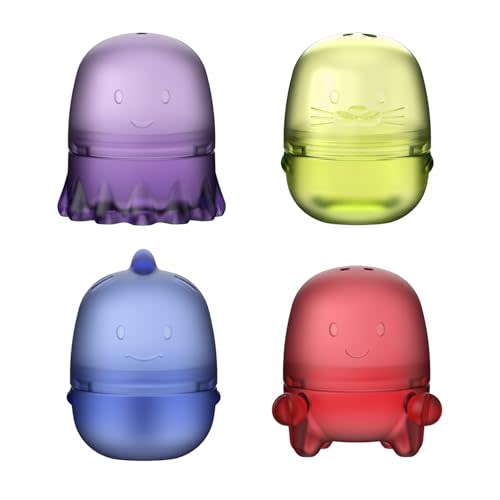 Ubbi Translucent Interchangeable Bath Toys for Baby and Toddler, Colorful Mix and Match Baby Bathtub Toys, Set of 4