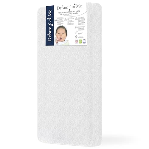 Dream On Me Twilight 5” 88 Coil Innerspring Crib and Toddler Mattress, Platinum Waterproof Vinyl Cover, Greenguard Gold & JPMA Certified, 10 Years Manufacture Warranty, Made in U.S.A, Removable Cover