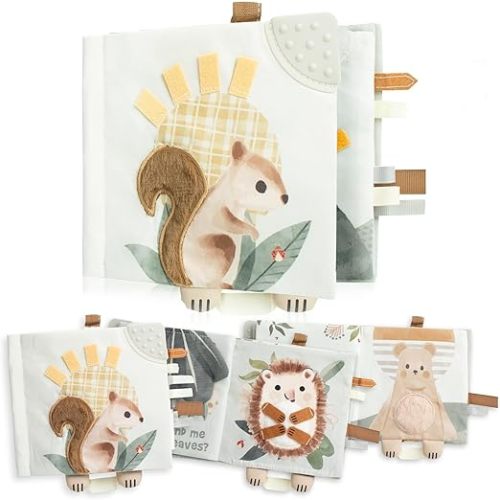 Soft Baby Book with Touch and Feel Pages - Cute Sensory Book for Babies 0-6, 6-12 & 12-18 Months with Mirror & Crinkle Paper - The Perfect Busy Book Toy for Baby Showers Or as a Newborn / Infant Gift