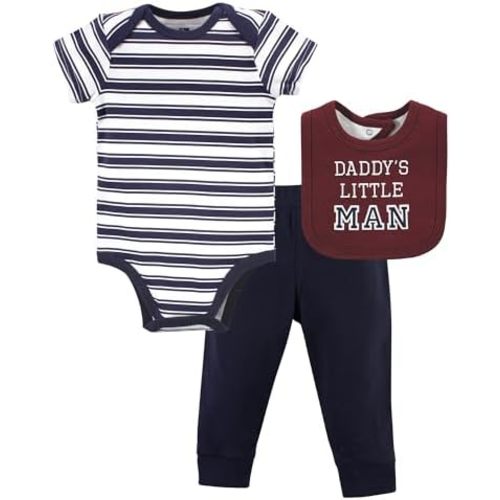 Hudson Baby Unisex Baby Cotton Bodysuit, Pant and Bib Set
