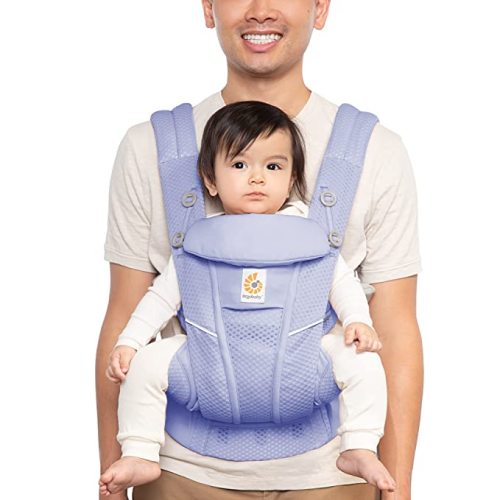 Ergobaby All Carry Positions Breathable Mesh Baby Carrier with Enhanced Lumbar Support & Airflow (7-45 Lb), Omni Breeze, Blue Lavendar - Blue Lavender