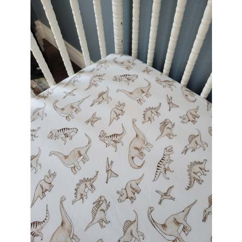 Sketched Dinos Crib Sheet