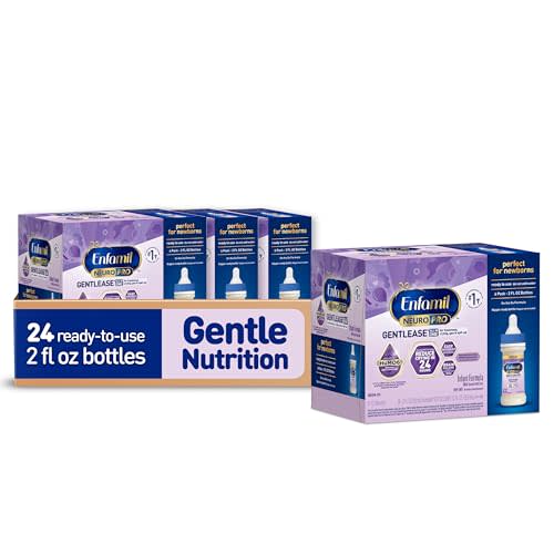Enfamil Neuropro Gentlease Ready To Feed . Nursette Bottle Ease Gas & Crying Vitamins & Minerals for Immune Support Baby Formula Inspired by Breast Milk DHA MFGM Iron ,6 count (Pack of 4)
