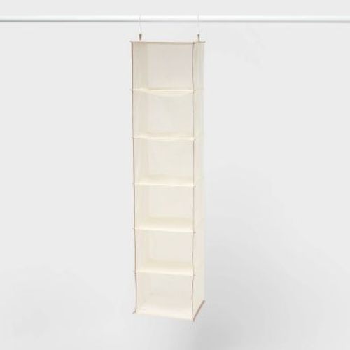 6 Shelf Hanging Closet Organizer Tan - Brightroom™