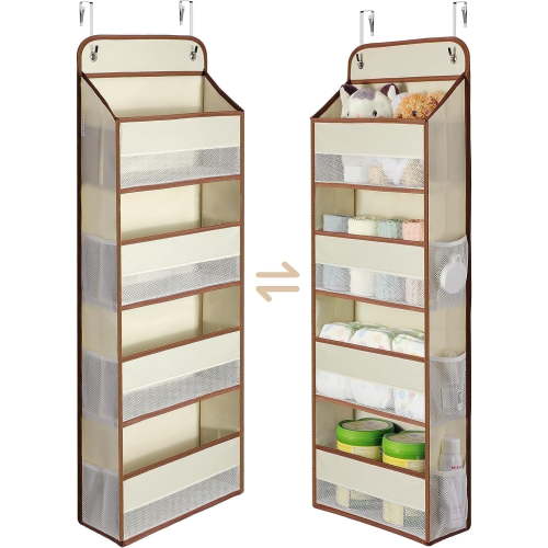 LazySpin 4 Shelves Over the Door Hanging Organizer Storage, Beige
