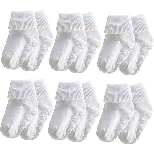 6 &12 Pairs Infant Toddler Baby Kids Turn Cuff Ruffle Cotton Socks