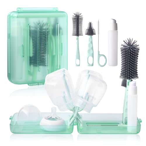 Bottle Cleaner Brush Set Travel Bottle Cleaner Kit Portable Bottle Cleaning Kit Cleaner Brush Set Toddler Cleaning Set Baby Travel Essentials for Flying Toddler Airplane Travel Essentials