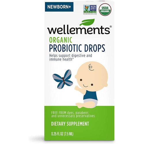Wellements Organic Probiotic Drops, Baby Digestive and Immune Support for Infants and Toddlers, Free from Dyes, Parabens, Preservatives, 0.25 Fl Oz 141188 (Pack of 1)