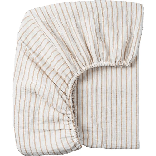 Meracorallo Muslin Fitted Crib Sheet, Soft and Breathable Baby Crib Sheet for Standard Crib and Toddler Mattresses (Neutral Stripe)