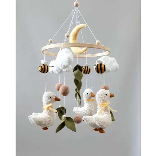 Mobile baby, forest mobile, goose, mobile in the crib, gift to a newborn, toy in the crib, mobile on the farm, toy goose