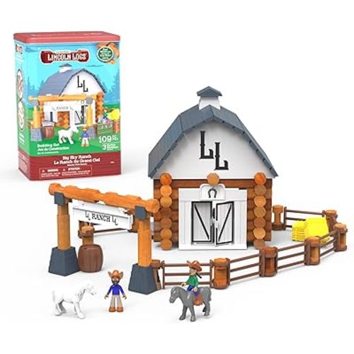 Lincoln Logs Big Sky Ranch Building Set - Retro Building Toy for Boys and Girls, Playset for Kids, Toddlers, Ages 5+