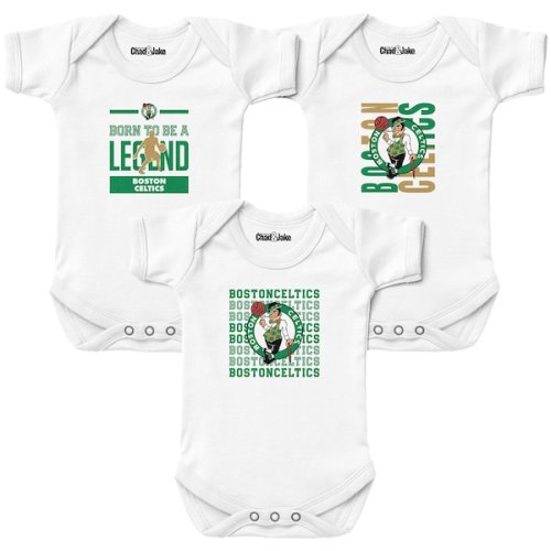 Newborn & Infant Boston Celtics Chad & Jake White 3-Pack Bodysuit Set