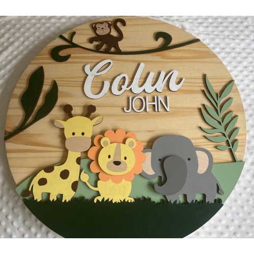 Safari Nursery Name Sign-Safari Theme-Jungle Animal Decor-Kids Room-Baby Room-Wooden Safari Sign