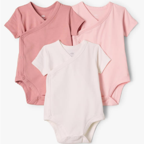 Amazon Essentials x Sofia Grainge Unisex Babies' Side Snap Short Sleeve Bodysuit, Pack of 3