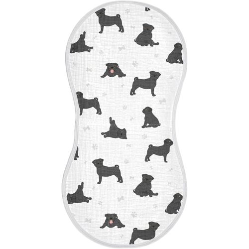 vvfelixl Baby Burp Cloths Black Pug White Baby Newborn Cotton Burping Cloths Set Baby Washcloths 4 Pack