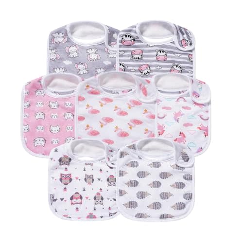 Gelisite 7 Pack Baby Cotton Absorbent Bibs for Drooling Teething